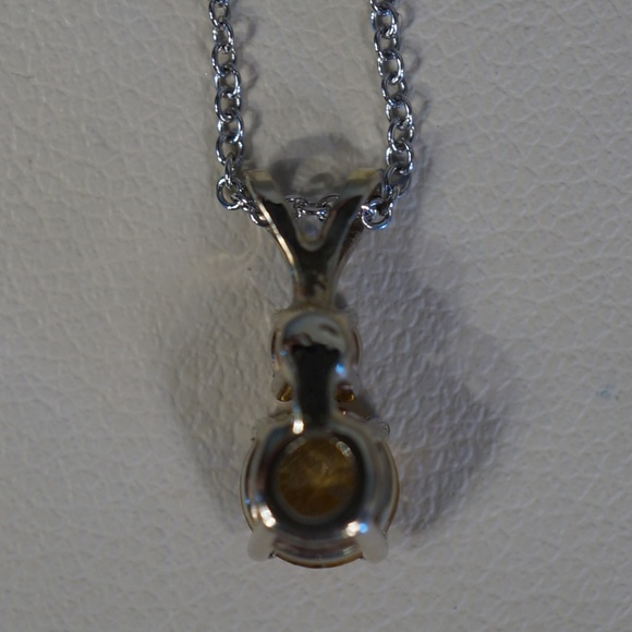 14KW Gold Genuine Citrine & Dia. Pendant W/Chain - Picture 6 of 7